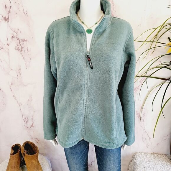 Cabela's sage green zip front polartec fleece jacket - Picture 2 of 7
